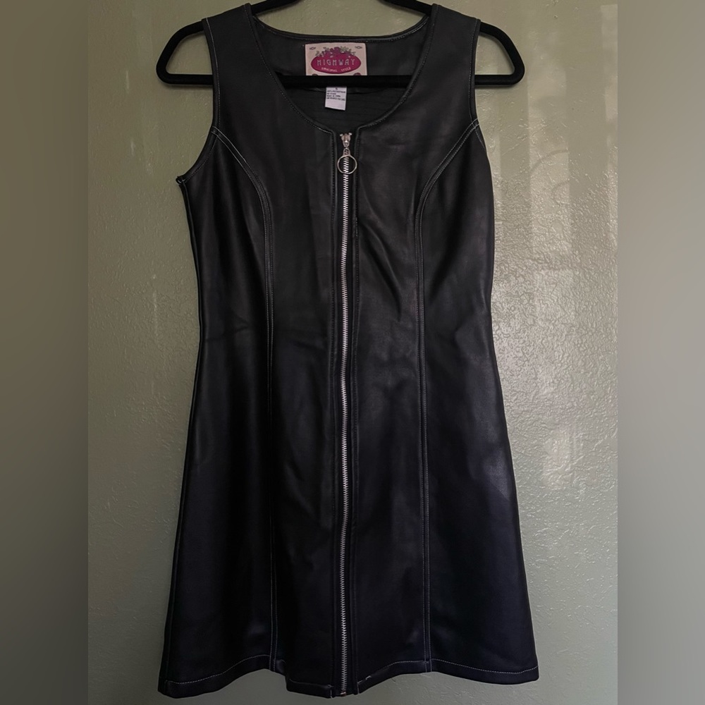 Vintage Leather Zip Up Dress